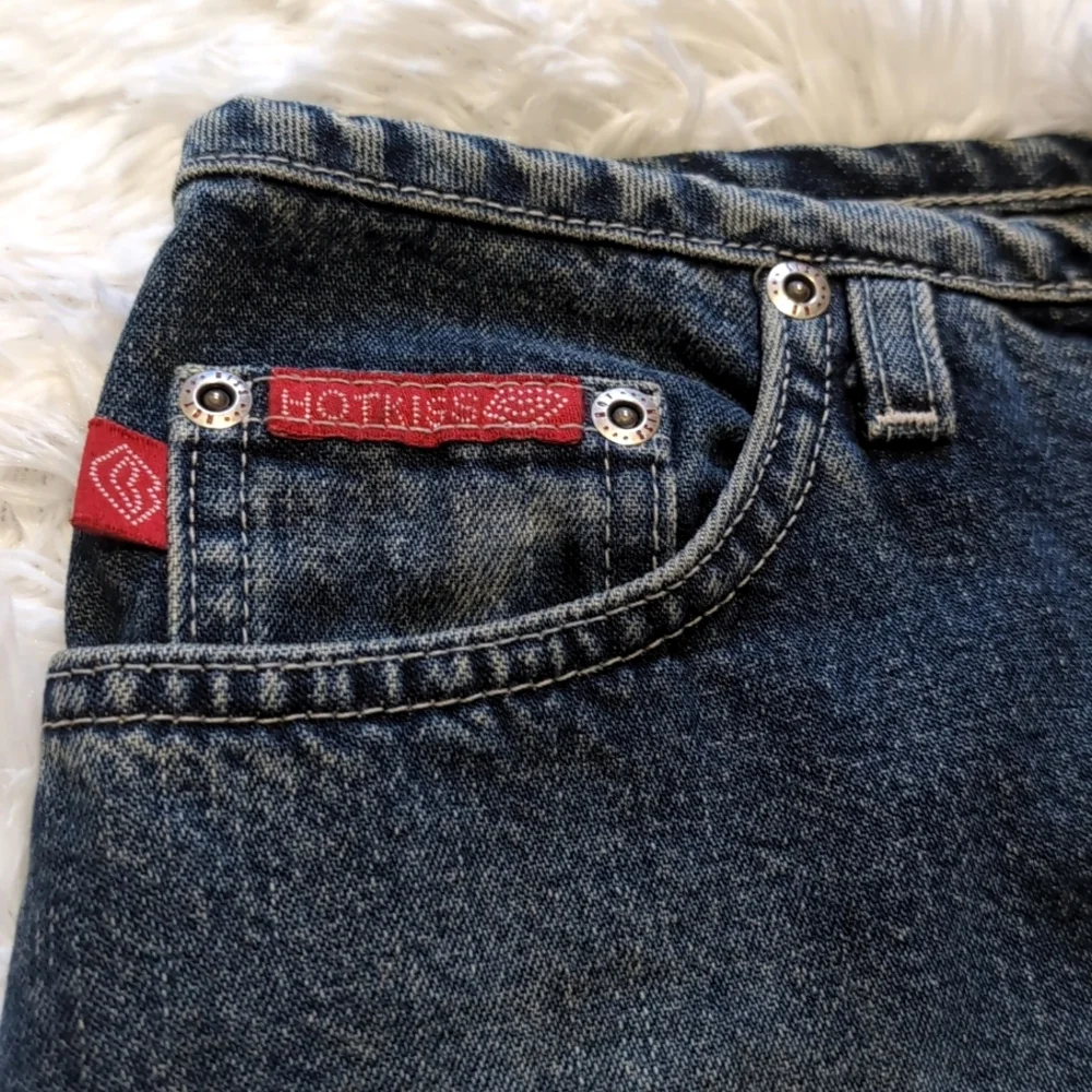 Y2K Vintage Hot Kiss Patchwork Denim Slit Front Pencil Skirt Size 1/23